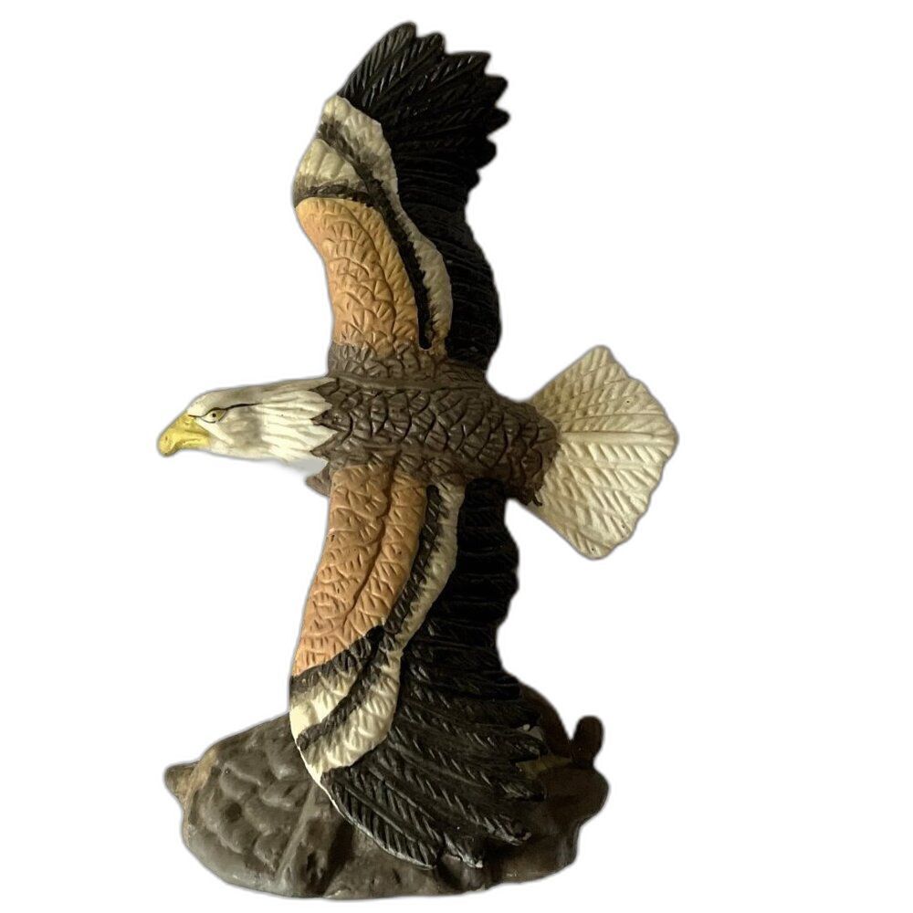 Vintage 80s/90s Bisque Porcelain Bald Eagle Figurine Majestic 6" Open Wings GUC